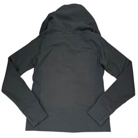 LULULEMON Scuba Hoodie Football Canada Light Cotton Fleece Size 6 Washed Black - Picture 6 of 6